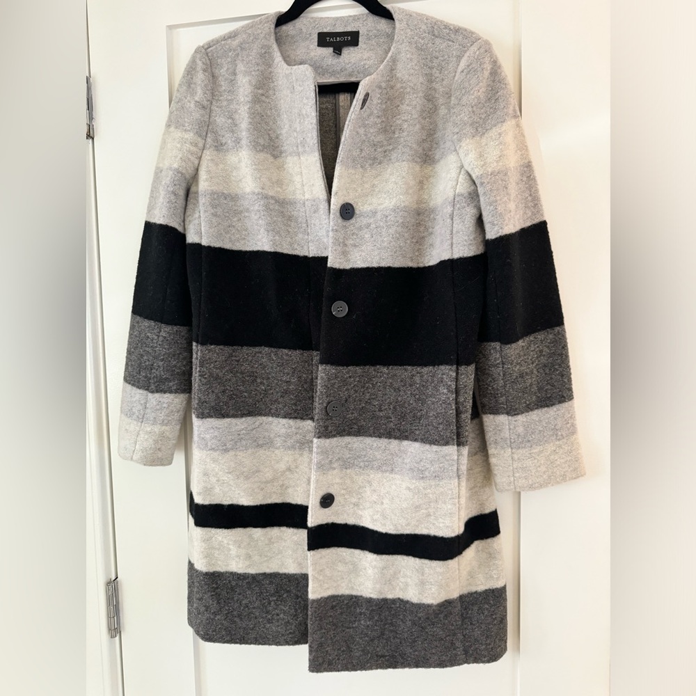Talbots Wool Colorblock Striped Coat
